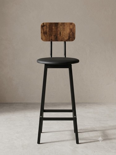 Black metal wood barstool w - barstool, w/