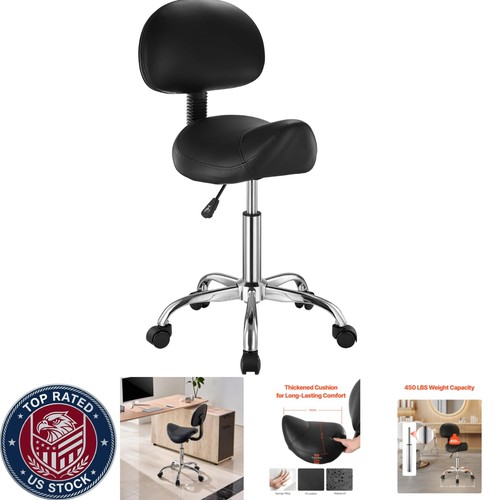 Thick leather rolling stool - leather,